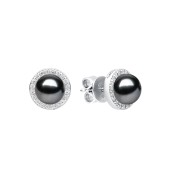 Cercei perle naturale negre cu reflexii din argint cu cristale DiAmanti SK21483E_B-G